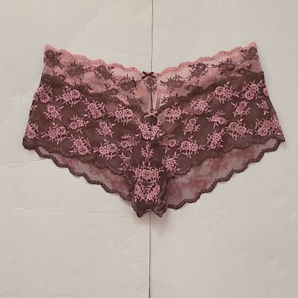 Plus Size Floral Lace Boy Shorts Panty
